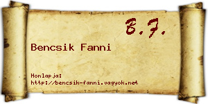 Bencsik Fanni névjegykártya